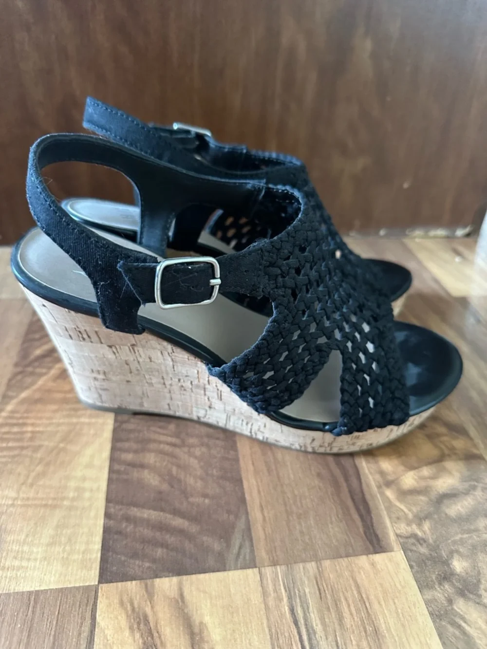 Mix No. 6 Black Woven Slingback Heels
